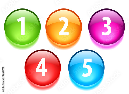 Round glossy number buttons, vector illustration