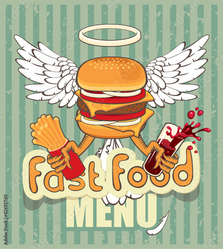 banner for the fast-food cheeseburger with the wings