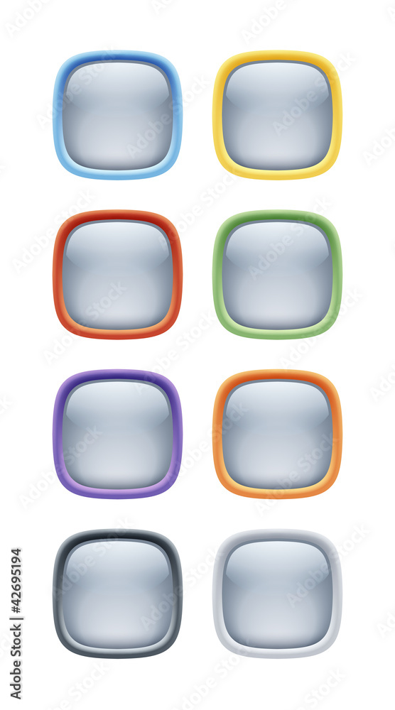 Squared Glossy Plastic And Metal Button Set Squared Glossy Plastic And Metal Button Set