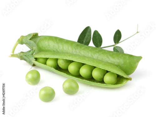 Green pea with leaves