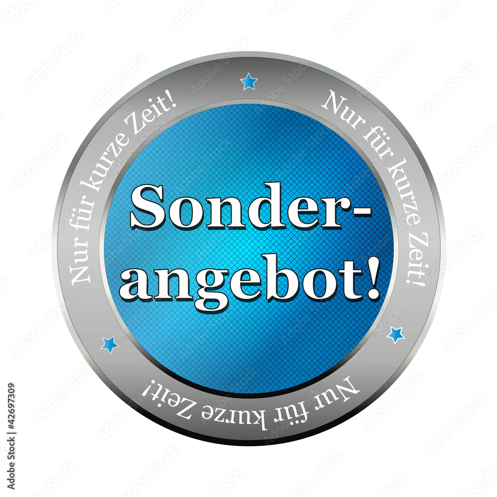 sonderangebot blue metallic button, icon sonderangebot blue metallic button, icon