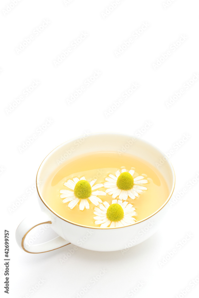 Chamomile tea on white background Chamomile tea on white background