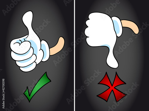 Thumb up and thumb down symbol