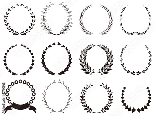 set of black Laurel Wreaths