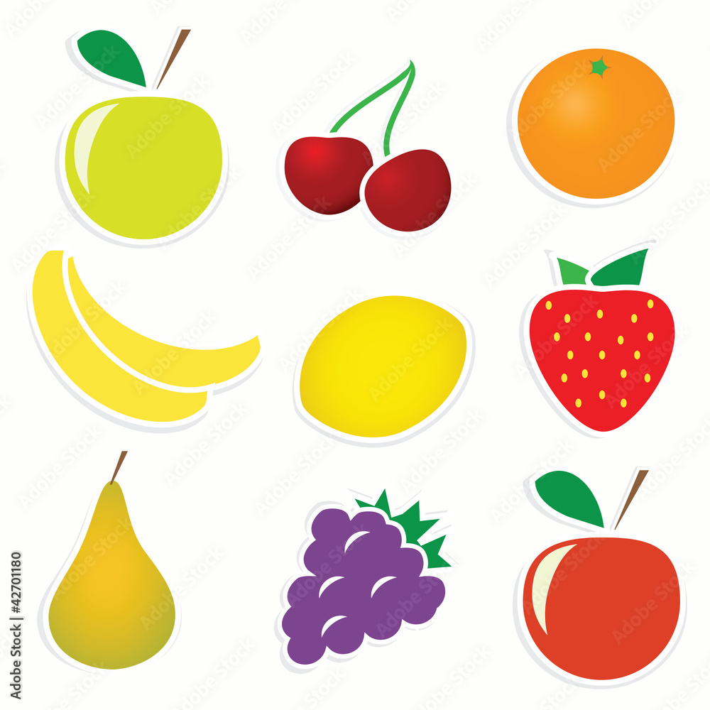 Vector set of fruit stickers Vector set of fruit stickers