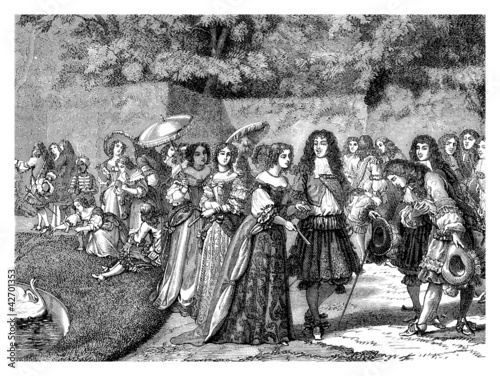 Fotografie Court of french king Louis XIV - Versailles - 17th century