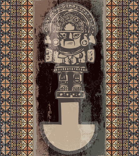 Grunge inca icon. Vector illustration