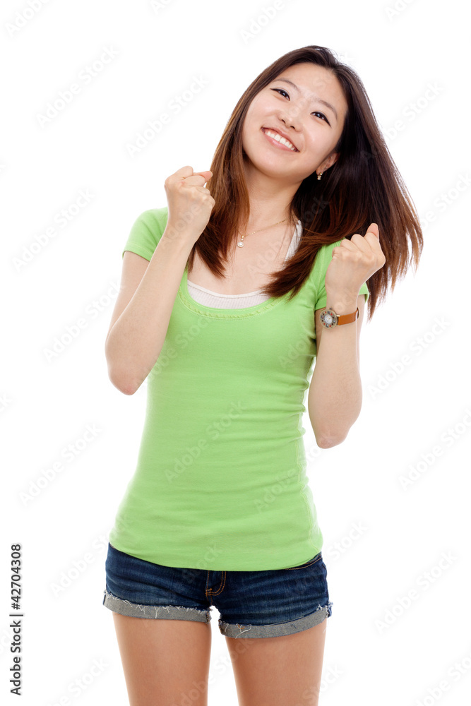 Young happy Asian woman.