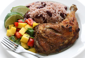 jerk chicken plate, jamaican food