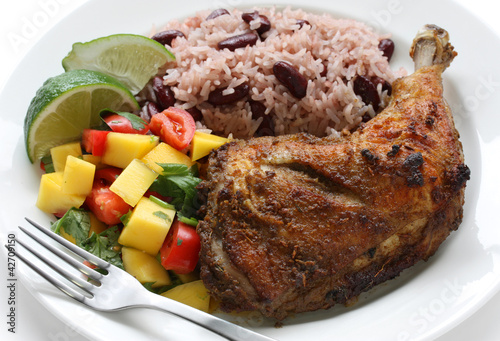 jerk chicken plate, jamaican food