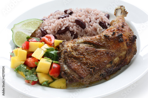 jerk chicken plate, jamaican food
