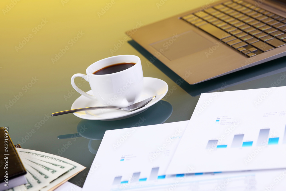 Business papers on the work place Business papers on the work place