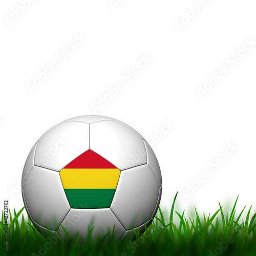 3D Football Bolivia Flag Patter in green grass on white backgrou