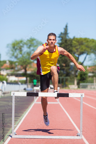 Male Track and Field Athlete during Obstacle Race