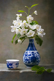 Apple flowers in a chinese vase