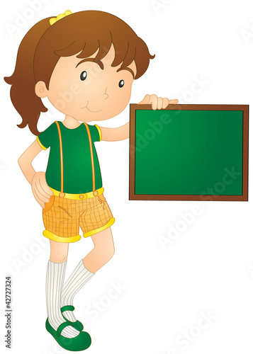 girl showing board