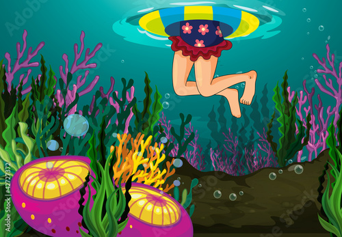 a girl swimming