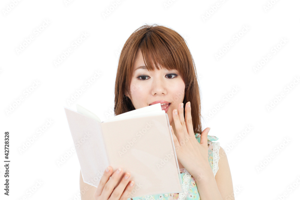Beautiful young woman reading a book. Portrait of asian. Beautiful young woman reading a book. Portrait of asian.