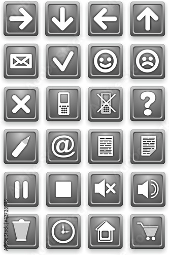 Set of icons. Square pictograms of gray color.