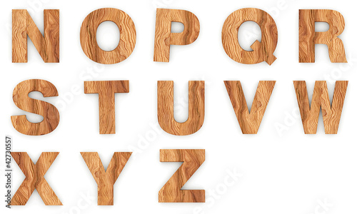 Fototapeta Naklejka Na Ścianę i Meble -  3d Font Wood N -Z