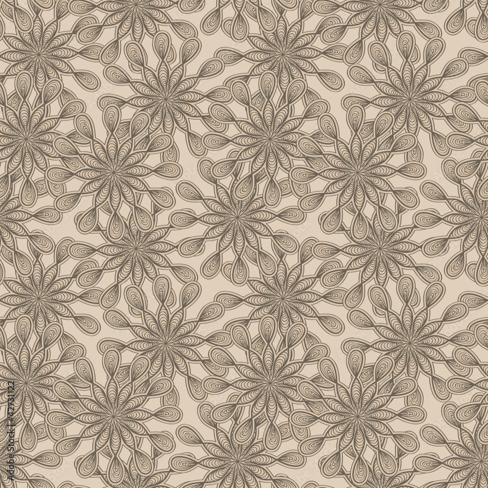 vector seamless floral  monochrome pattern with bizarre flowers