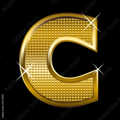 Golden font type letter C