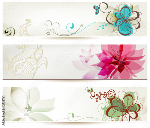 Floral banners in retro style