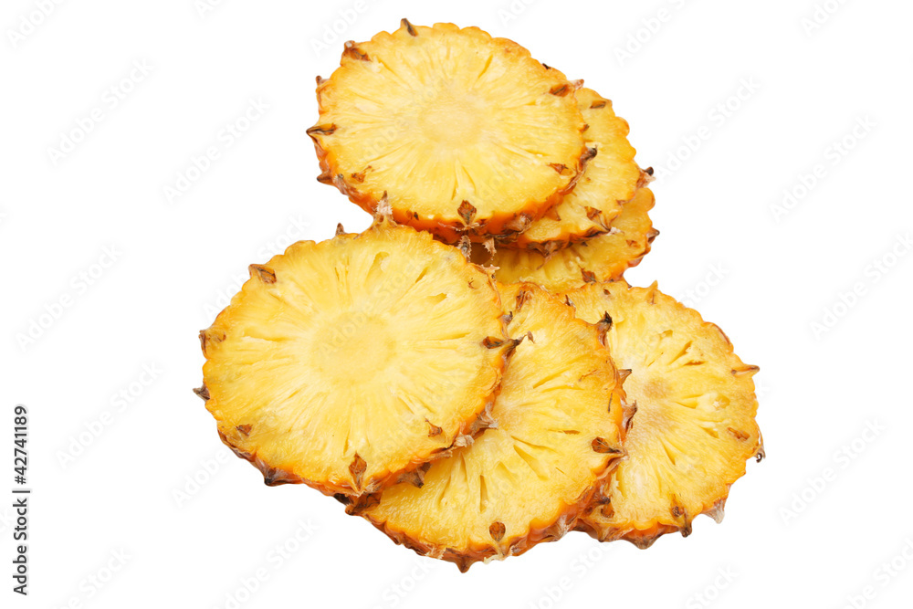 sliced pineapple on white background sliced pineapple on white background