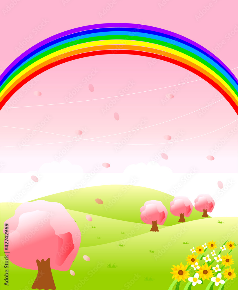 春 桜 背景 風景 虹 Stock Vector Adobe Stock 春 桜 背景 風景 虹 Stock Vector Adobe Stock