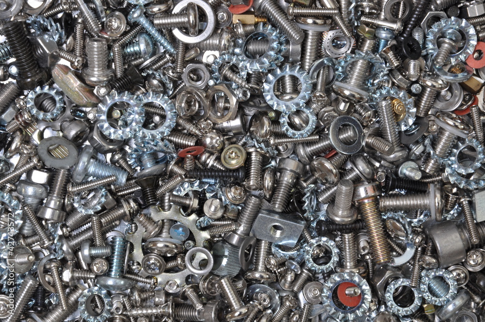 Bolts, nuts, screws and washers background