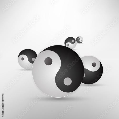 Yin yang glitter sign isolated on white, vector illustration