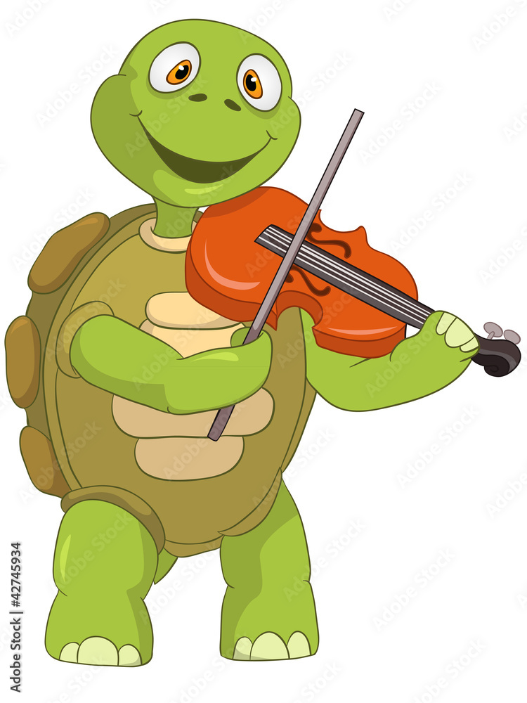 Obraz premium Funny Turtle. Violinist.
