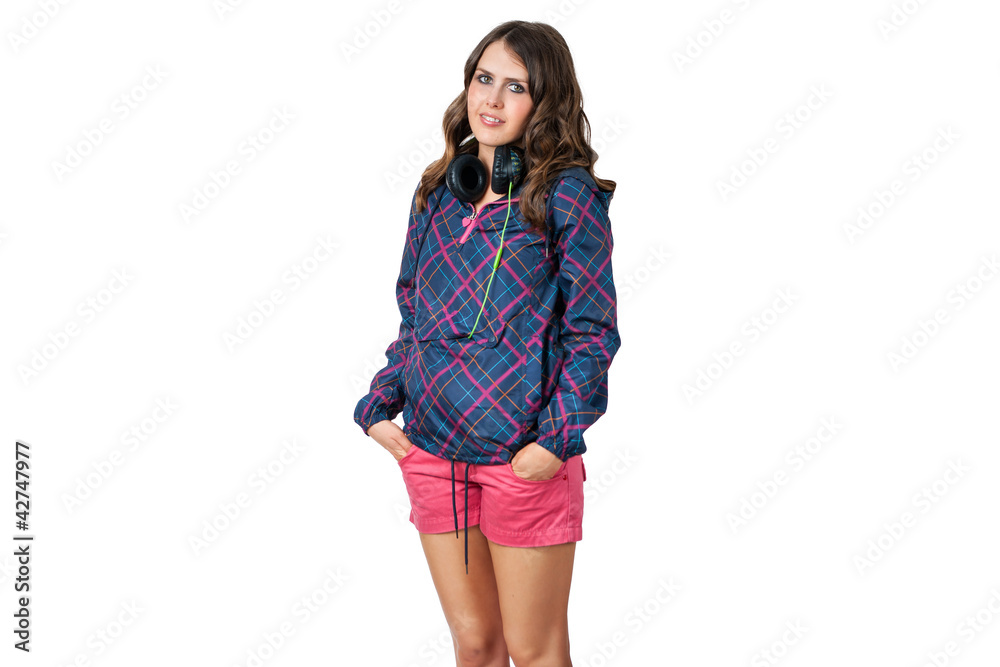 female in fitness outfit with headphones female in fitness outfit with headphones