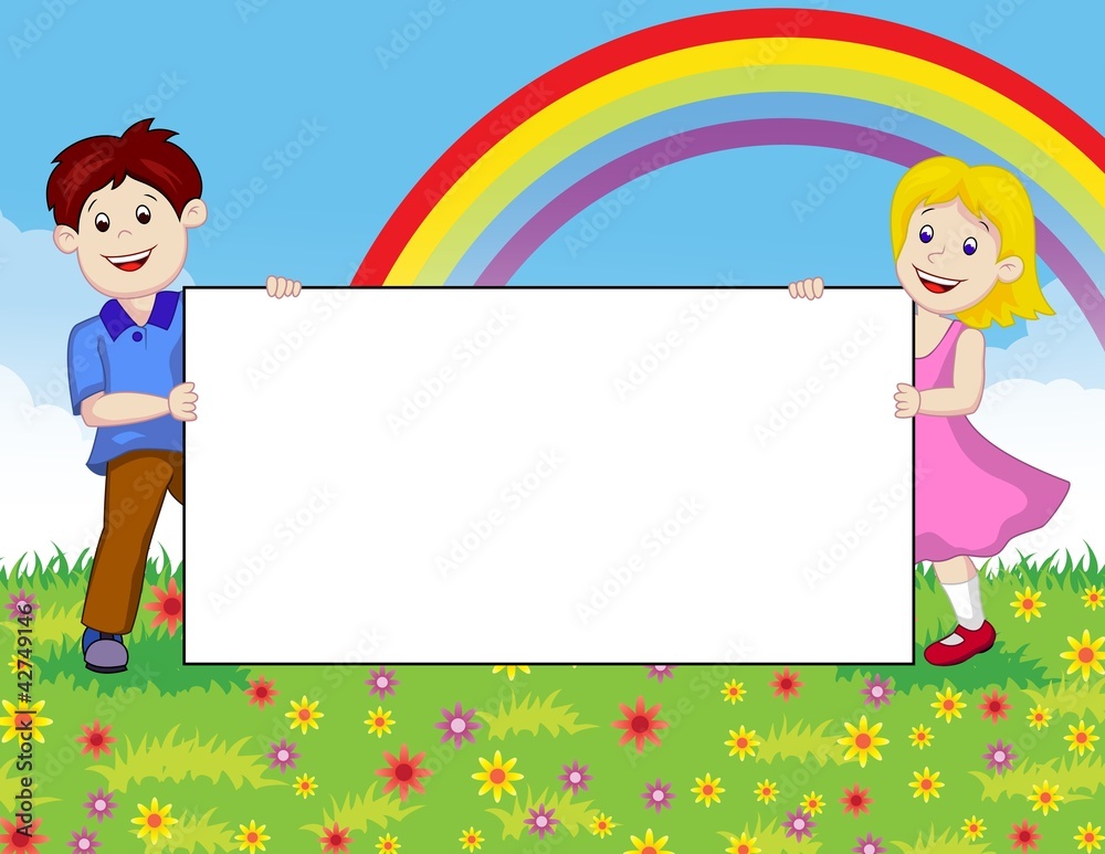 Children with blank sign