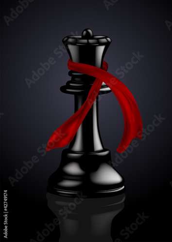 Black Chess Queen with a Fashion Scarf - Vector Illustration