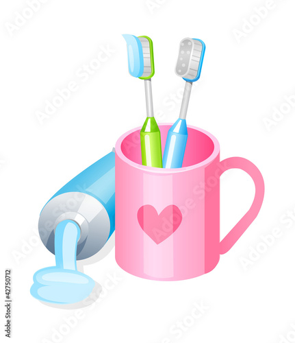 vector icon toothpaste and toothbrush