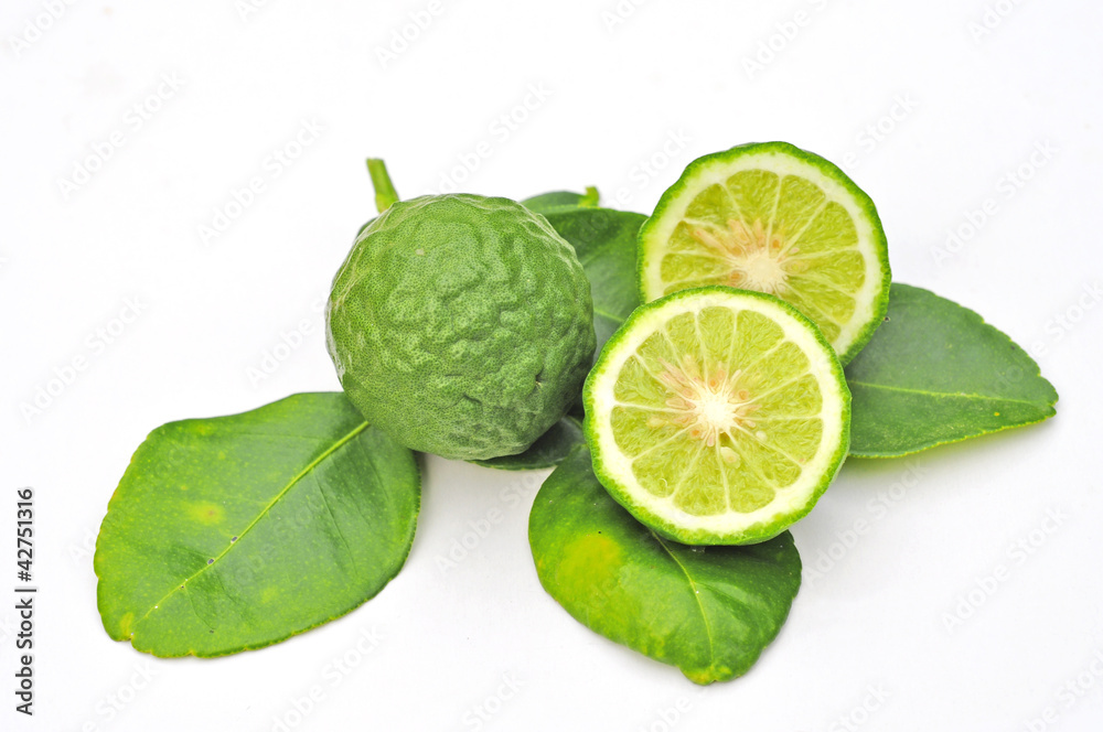 Three leech lime fruits isolated Three leech lime fruits isolated