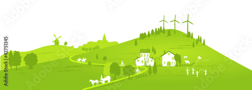 bannière énergies renouvelables sur fond de campagne