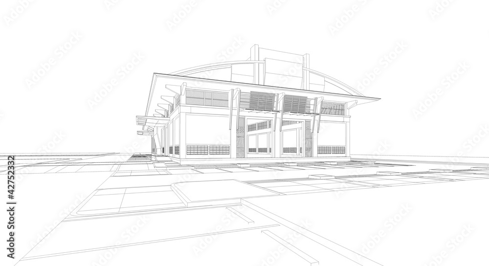 Wireframe of building