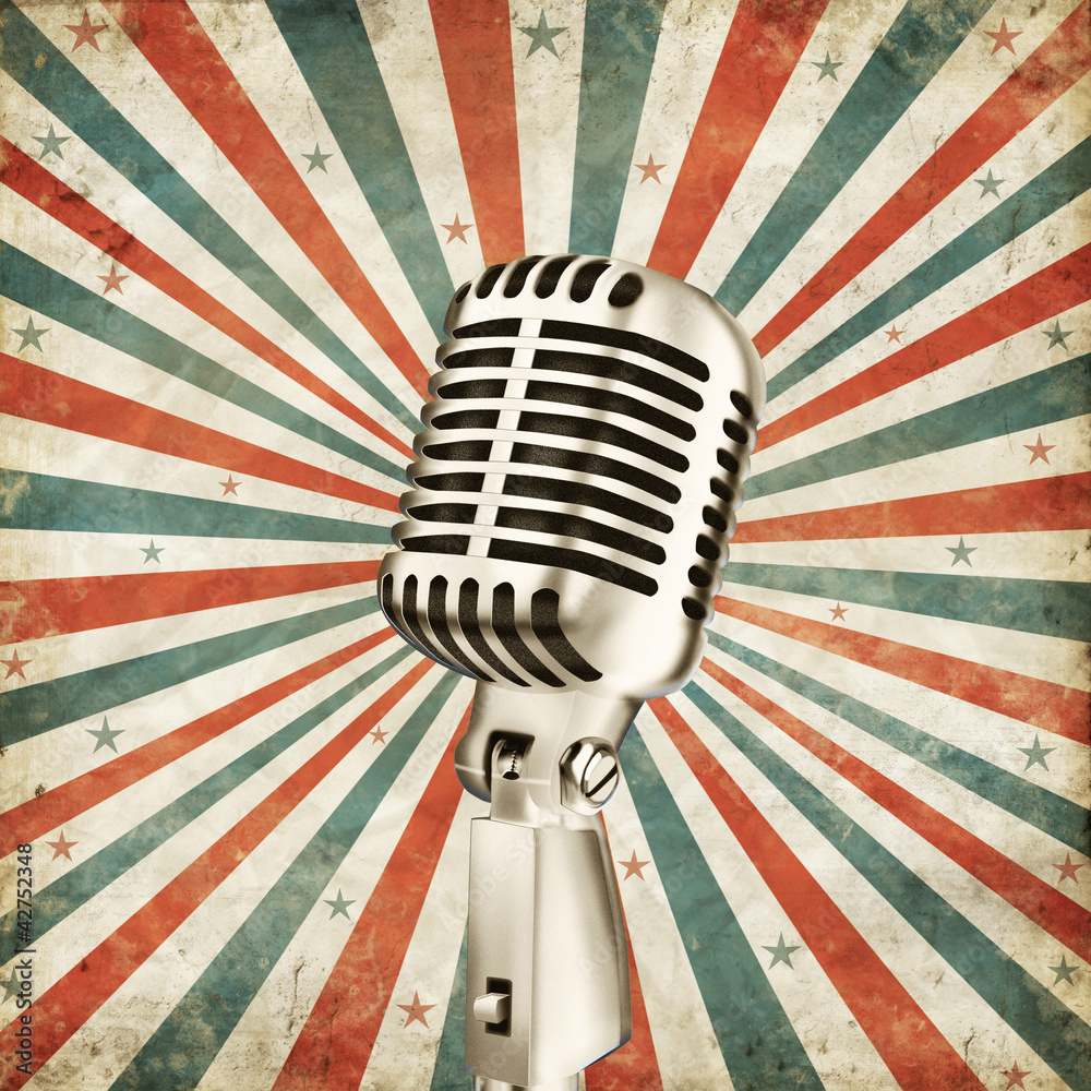 Illustrazione Stock vintage microphone | Adobe Stock