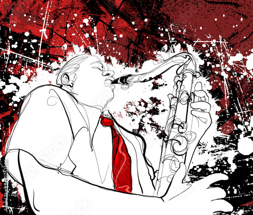 saxophonist on a grunge background