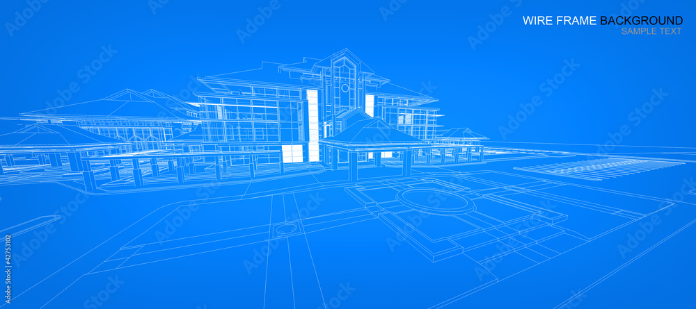 Fototapeta premium Wireframe of building
