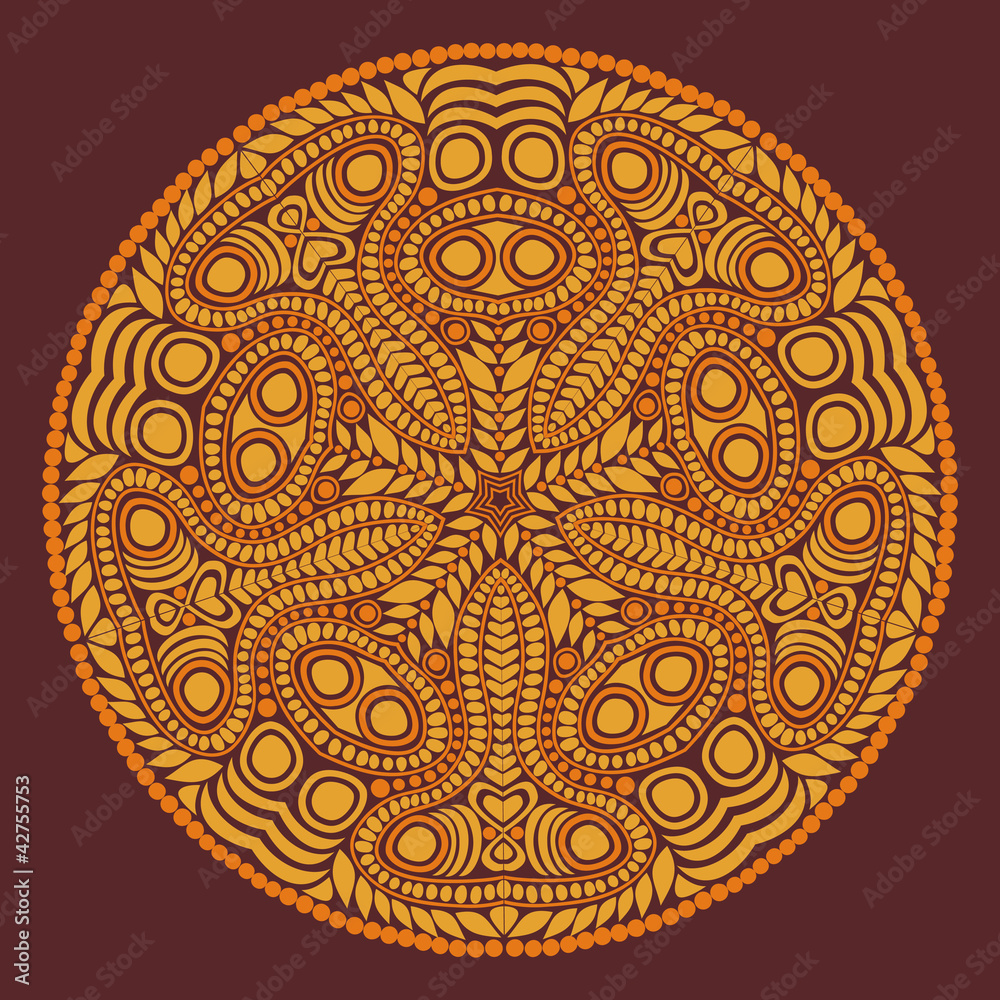 ornamental round lace pattern, circle background with many detai