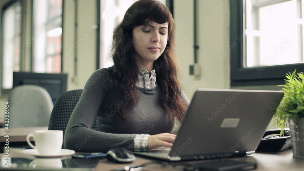 Young attractive businesswoman having headache Young attractive businesswoman having headache