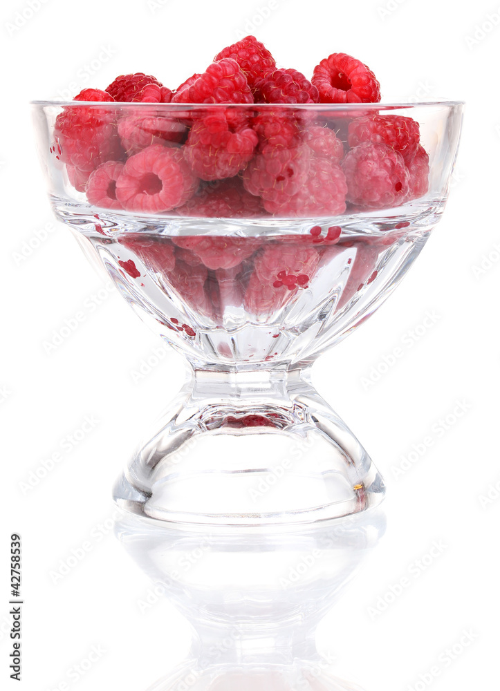 Raspberries in glass isolated on white Raspberries in glass isolated on white