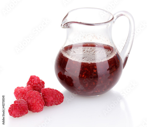Wallpaper Mural Raspberries and jug with jam isolated on white Torontodigital.ca