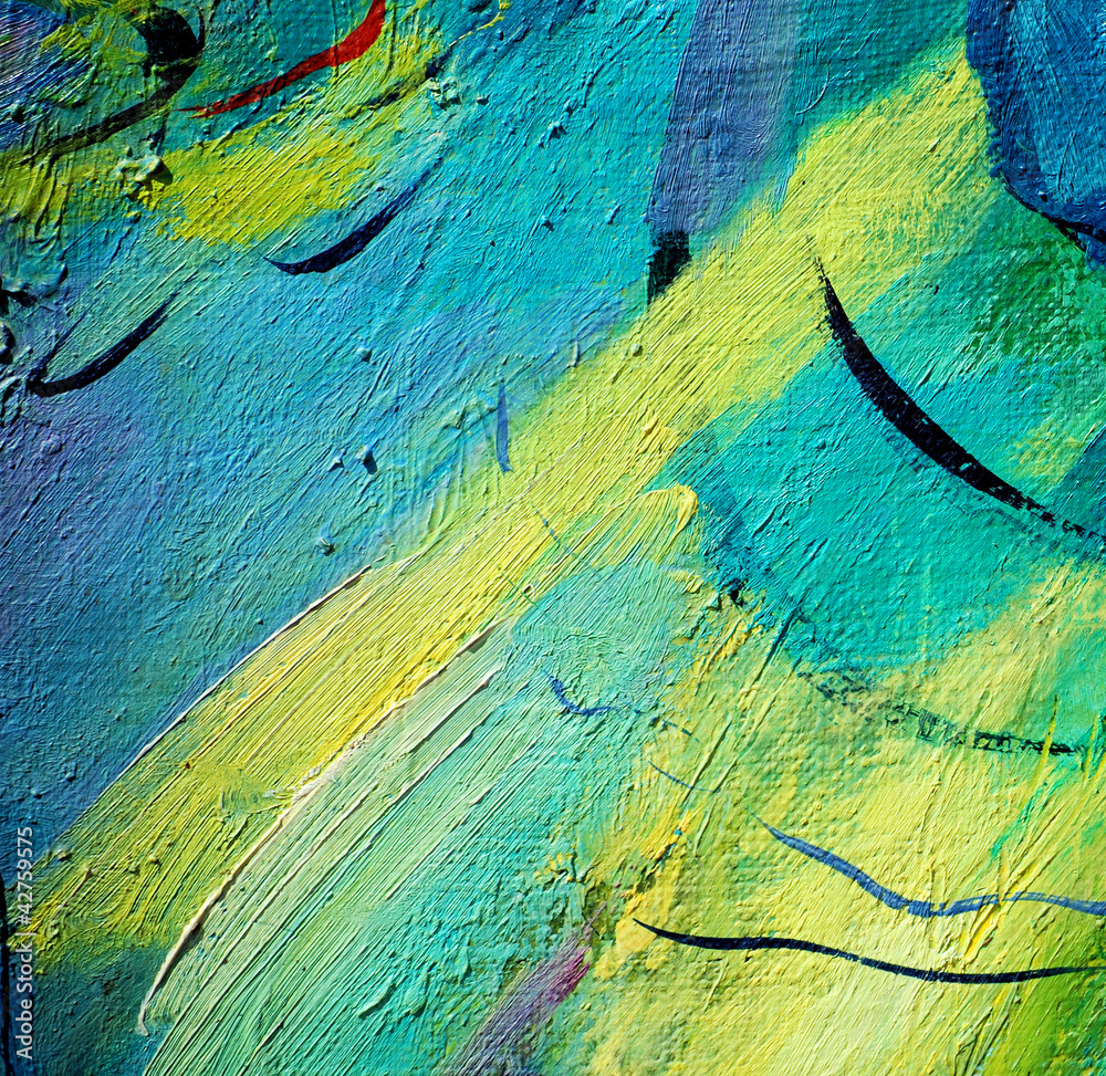 Fototapeta Ręcznie malowane abstrakcyjne tło. Kolor żółty, niebieski