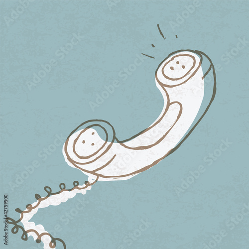 Handset with wire. Retro telepohone vector illustration, EPS10