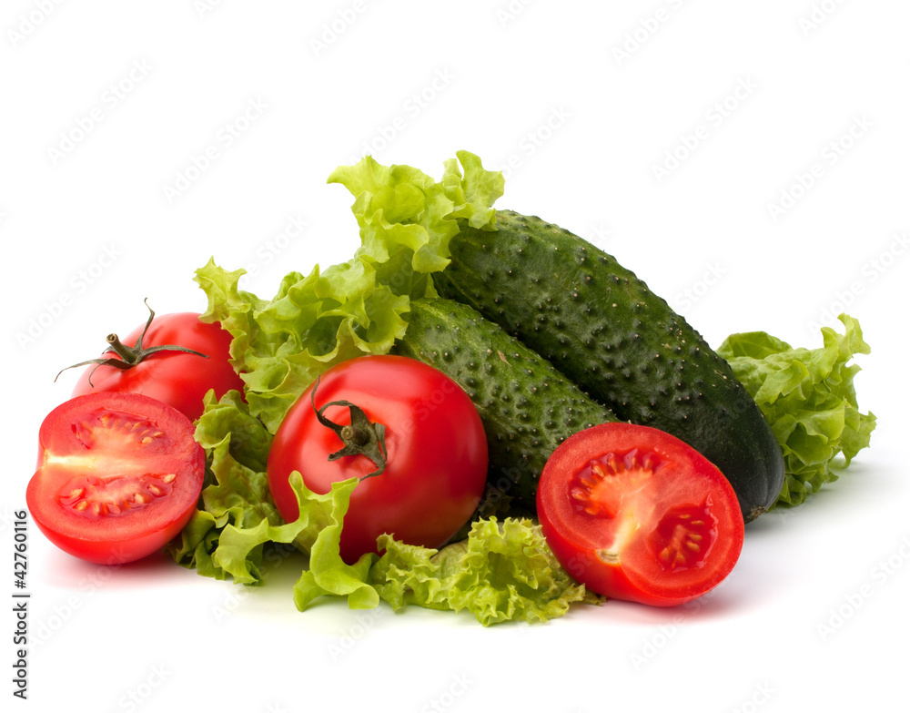 Tomato, cucumber vegetable and lettuce salad Tomato, cucumber vegetable and lettuce salad