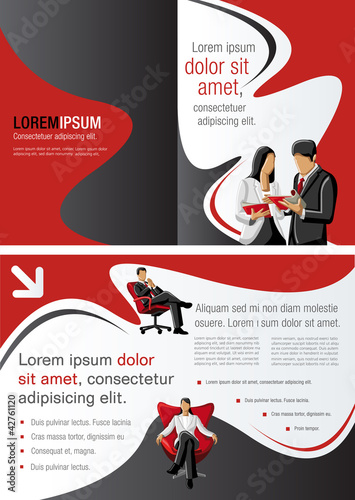 Red and black template for advertising with business people